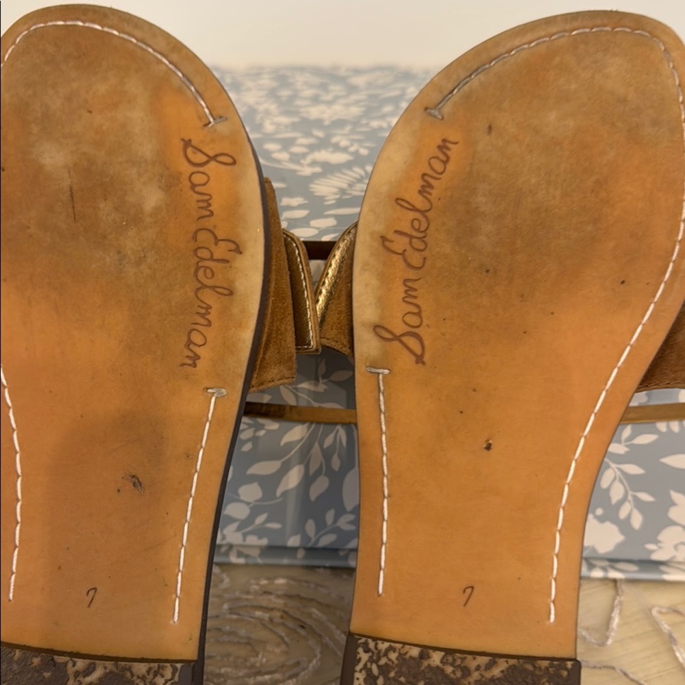 Sam Edelman Brown Suede Sandals with Decorative Buckle - Picture 5 of 9